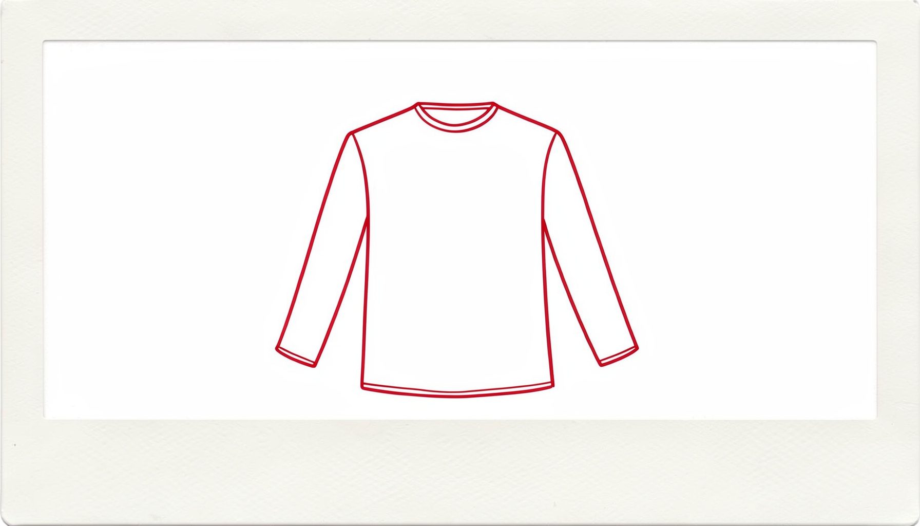 Polaroid-style line drawing of a simple garment silhouette in soft cream tones